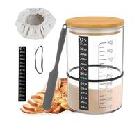 CZCMYAU 6Pcs Glass Sourdough Starter Jar Kit 35 Oz Large Glass Container with Scale Thermometer Paper Wooden Lid Cloth Cover Reusable Wide Mouth Sourdough Fermentation Jar
