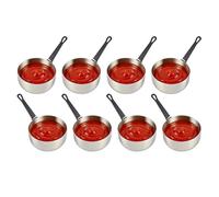 CZCMYAU 8Pcs 100ml 3.3oz Stainless Steel Sauce Cups Mini Skillet Sauce Bowl Condiment Containers Dipping Bowls with Handle for Gravy Pepper Marinade Sushi Snack and Soy