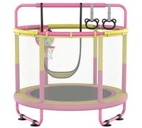 CZCPAPY Children'S Trampoline, Outdoor Children'S Trampoline, Indoor and Outdoor Use, with Safety Net, Basket, Poles, Swings, Gift for Kids (Yellow Flour)