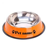 CZD Personalized Dog Bowl with Your Pet's Name,Pet Water Bowl Personalised Dog Bowl,Dog Bowls for Small Dogs,Stainless Steel Dog Bowl, (15cm x 11cm,Orange)