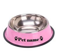 CZD Personalized Dog Bowl With Your Pet's Name, Stainless Steel Dish for Food and Water (26cm x20cm, Pink)
