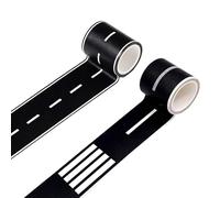 Czdtq 2 pcs Removable Road Tape for Kids, Creative Traffic Railway Road Journal Washi Tape, DIY Traffic Roads Railway Adhesive Tapes for Toy Cars Race Track, Cars Track Removable
