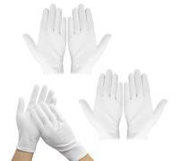 Czdtq 3 Pairs White Cotton Gloves, Soft and Resuable Safety Works Glove, Thickened Stretchable Lining for Eczema,