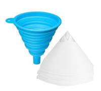 Czdtq 50 Pcs Paper Paint Filters and 1 Pcs Silicone Funnel, Disposable Paint Strainers, 190 Micron Nylon Mesh Cone 3D Resin Paper Filters for Automotive Spray Guns Arts, Art Painting, Cooking Oil