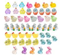 Czdtq 50-Piece Easter Decoration,in The Dark Mini Resin Animal Figures,Assorted Tiny Bunnies and Chicks for Home Festive Decor,Dollhouse Accents,Fairy Garden Craft,and Party Fillers