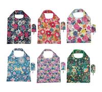 Czdtq 6 Pack Foldable Reusable Shopping Bags, Foldable Shopping Bag, Tote Bags Eco-friendly Travel Recycle Shopping with Hook Waterproof and Machine Washable for Daily Supplies load