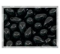 Czech 50-Piece Glass Beads, 6x9mm, Teardrop Jet Black Opaque