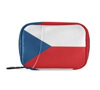 Czech Flag Czechia National Blue Red Medication Bags with Detachable Compartments Convenient Vitamins Travel case