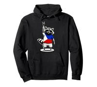 Czech Flag Raccoon Funny Czech Republic Pullover Hoodie