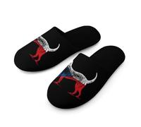Czech Flag Wolfhound Dog Warm Mens Slippers Slip On Soft Fleece House Shoes Winter Indoor Outdoor