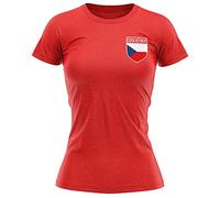 Czech Football Shirt - Womens Czech Republic Flag Badge T Shirt - Football Country European Supporters 2020 Retro Tee Her - Czech Tournament 2021 Footy Soccer Top, M, Red