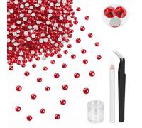 Czech Red Crystal Rhinestones 7200Pcs Flatback Nail Art Kit
