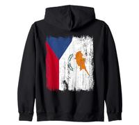 Czech Republic Cyprus Half Flag Czech Cypriot Heritage Zip Hoodie