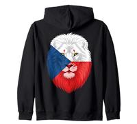 Czech Republic Flag Colors Lion Head Zip Hoodie