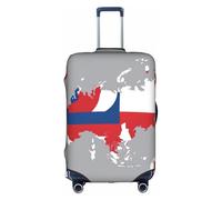 Czech Republic Flag Map Print Travel Elastic Suitcase Luggage Baggage Cover Protector, Washable And Anti-Scratch, White, XL