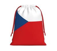 Czech Republic flag Print Holiday Drawstring Bag, Treat Pouch Wrap,Reusable Event Favor,Daily Storage Bag L