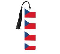 Czech Republic Flag Wooden Bookmark with Tassel for Reading, Perfect Gift for Book Lovers