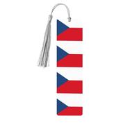 Czech Republic Flag Wooden Bookmark with Tassel for Reading, Perfect Gift for Book Lovers