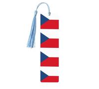 Czech Republic Flag Wooden Bookmark with Tassel for Reading, Perfect Gift for Book Lovers