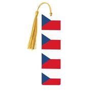 Czech Republic Flag Wooden Bookmark with Tassel for Reading, Perfect Gift for Book Lovers