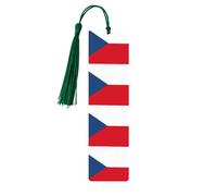 Czech Republic Flag Wooden Bookmark with Tassel for Reading, Perfect Gift for Book Lovers