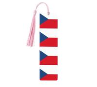 Czech Republic Flag Wooden Bookmark with Tassel for Reading, Perfect Gift for Book Lovers