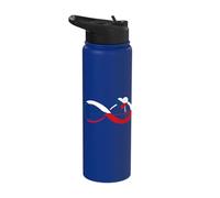 Czech Republic Heartbeat EKG Pulse Heart Infinity Czech Flag Stainless Steel Insulated Water Bottle