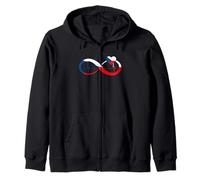 Czech Republic Heartbeat EKG Pulse Heart Infinity Czech Flag Zip Hoodie