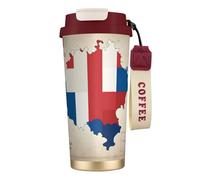 Czech Republic Mosaic Flag Map Print Insulated Coffee Mug, 316 Stainless Steel Vacuum Leak-Proof Lid Cup, Keep Hot Or Cold