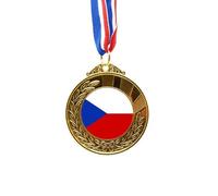 czech republic national flag eu country Gold Award Winner Medal First Place Ribbon