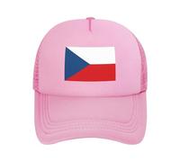Czech Republic National Flag Polyester Mesh Hat Series: Adjustable Baseball, Trucker, Dad Caps | Upf50+ Sports Mountaineering Hat Pink