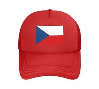 Czech Republic National Flag Polyester Mesh Hat Series: Adjustable Baseball, Trucker, Dad Caps | Upf50+ Sports Mountaineering Hat Red