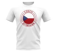 Czech Republic Personalised Football Badge T-Shirt in White | Size: Small Czech Republic White S