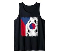 Czech Republic South Korea Half Flag Czech South Korean Tank Top