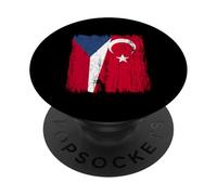 Czech Republic Turkey Half Flag Turkiye Czech Turkish Jersey PopSockets Adhesive PopGrip