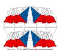 CZECH REPUBLIC Waving Flag CESKA 2" (50mm) Vinyl Bumper-Helmet Stickers, Decals x4