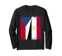 Czechia Egypt Half Flag Czechian Egyptian Heritage Long Sleeve T-Shirt