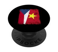 Czechia Vietnam Half Flag Czech Republic Vietnamese History PopSockets Adhesive PopGrip