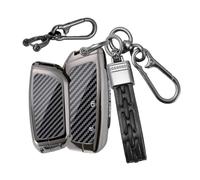 CZEMAM Carbon Fiber Key Fob Cover for BMW X3 X4 X5 X6 X7 2025 2026 2027 I5 | Metal Key Case Protector Holder for BMW XM G09 M5 G90 F70 U06 G70 U10 U11 U12 Accessories Zinc Alloy Key Shell Keychain Black