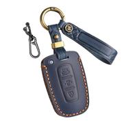 CZEMAM Leather Car Key Cover fit for Hyundai IX35 Veloster Sonata Tucson | Key Case Protector fit for Kia Sportage Forte Sorento Key Accessories Car Key Fob Protector with Keychain 3 Buttons-Blue