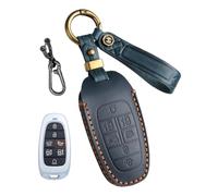 CZEMAM Leather Car Key Cover fit for Hyundai Staria Santa Fe 2022 2023 | Key Case Protector fit for Tucson Sonata Palisade Smart Key Accessories Car Key Fob Protector with Keychain 7 Buttons-Blue