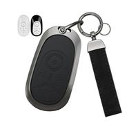 CZEMAM Metal+Leather Key Fob Cover Fit for Geely EX2 Geome EV 2026 Black
