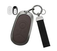 CZEMAM Metal+Leather Key Fob Cover Fit for Geely EX2 Geome EV 2026 Brown
