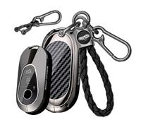 CZEMAN Carbon Fiber Key Fob Cover Fit for Mercedes S C E Class W223 2026 | Metal Key Protector Case Holder for Maybach S580 S680 W223 W206 W214 GLE 2025 Accessories Zinc Alloy Key Shell Keychain Black