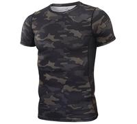 Czen Men's Sport T-Shirt, Military Shirt Camouflage Quick Dry T-Shirt Short Sleeve Tee Slim Tactical T-Shirt Top for Hiking Cycling Airsoft Hunting Paintball, AYBlack, XXL