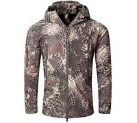 Czen Men's Tactical Camouflage Softshell Jacket Outdoor Army Military Fleece Lined Waterproof Hooded Jacket Outwear Hunting Coat (python green,M)