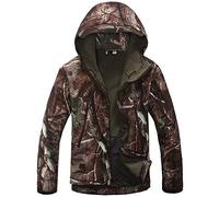 Czen Men's Tactical Camouflage Softshell Jacket Outdoor Army Military Fleece Lined Waterproof Hooded Jacket Outwear Hunting Coat (trees,XXL)