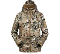 Czen Men's Tactical Camouflage Softshell Jacket Outdoor Army Military Fleece Lined Waterproof Hooded Jacket Outwear Hunting Coat (cp,S)
