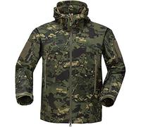 Czen Men's Tactical Camouflage Softshell Jacket Outdoor Army Military Fleece Lined Waterproof Hooded Jacket Outwear Hunting Coat (cp green,XXL)