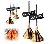 Czerio Floating Witch's Broom, Halloween Moving Magic Decorations, Dancing Witch's Broomstick with Spooky Sounds & Lighting, Halloween Animated Brooms for Indoor Outdoor Home Garden Party Decor (2)